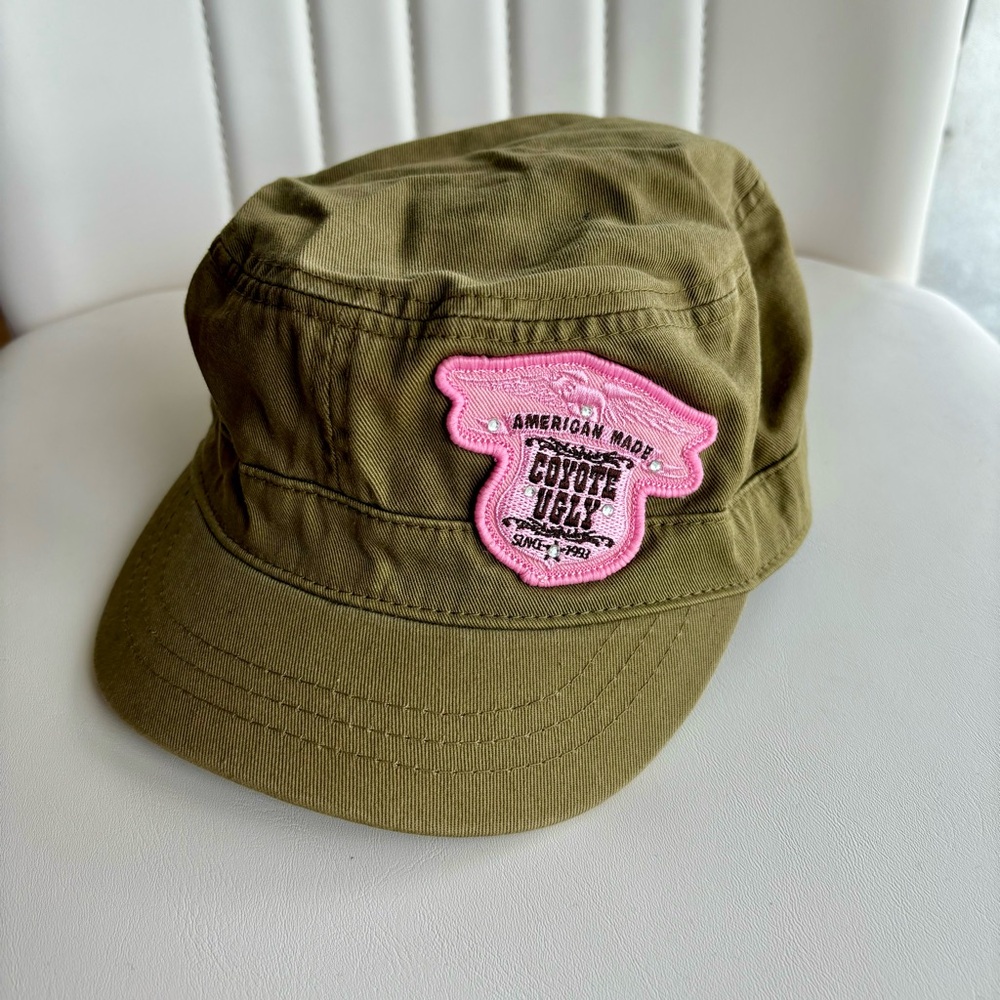 Y2K 90s Coyote Ugly Women's Military Bucket Hat Army Green Cap Americana Cadet
